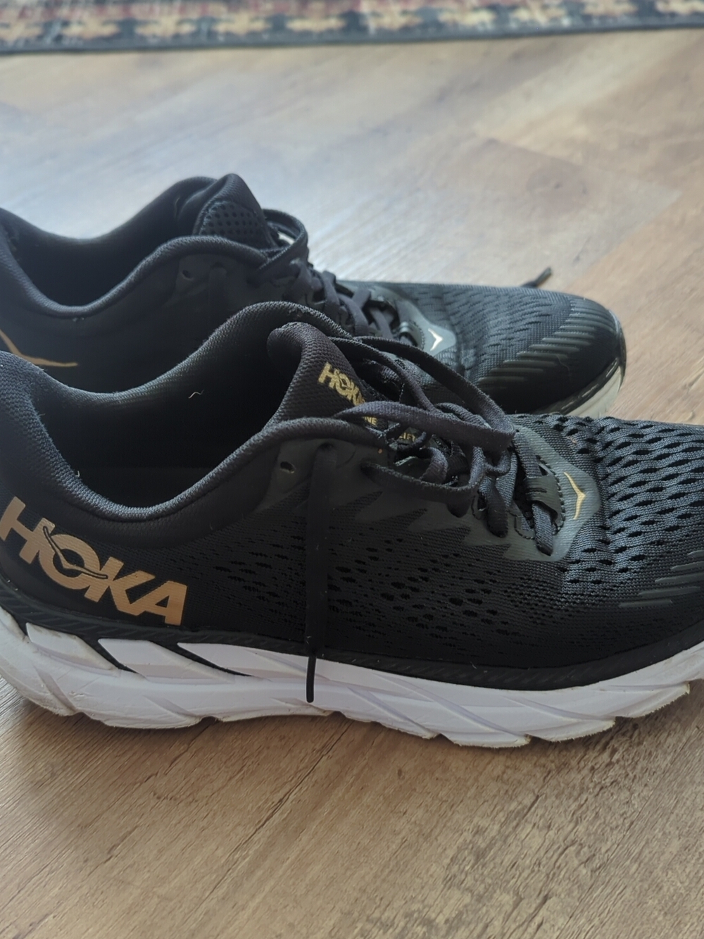 Hoka Black and White Women's Athletic Running Shoes